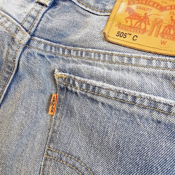 Levis | 505C Orange Tab Cropped Distressed Straight Leg Jeans Heat Stroke Sz 4 - Picture 13 of 15
